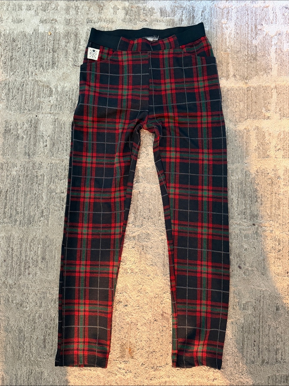 Kids Red and Black Plaid Leggings - Stretch Waistband BFF